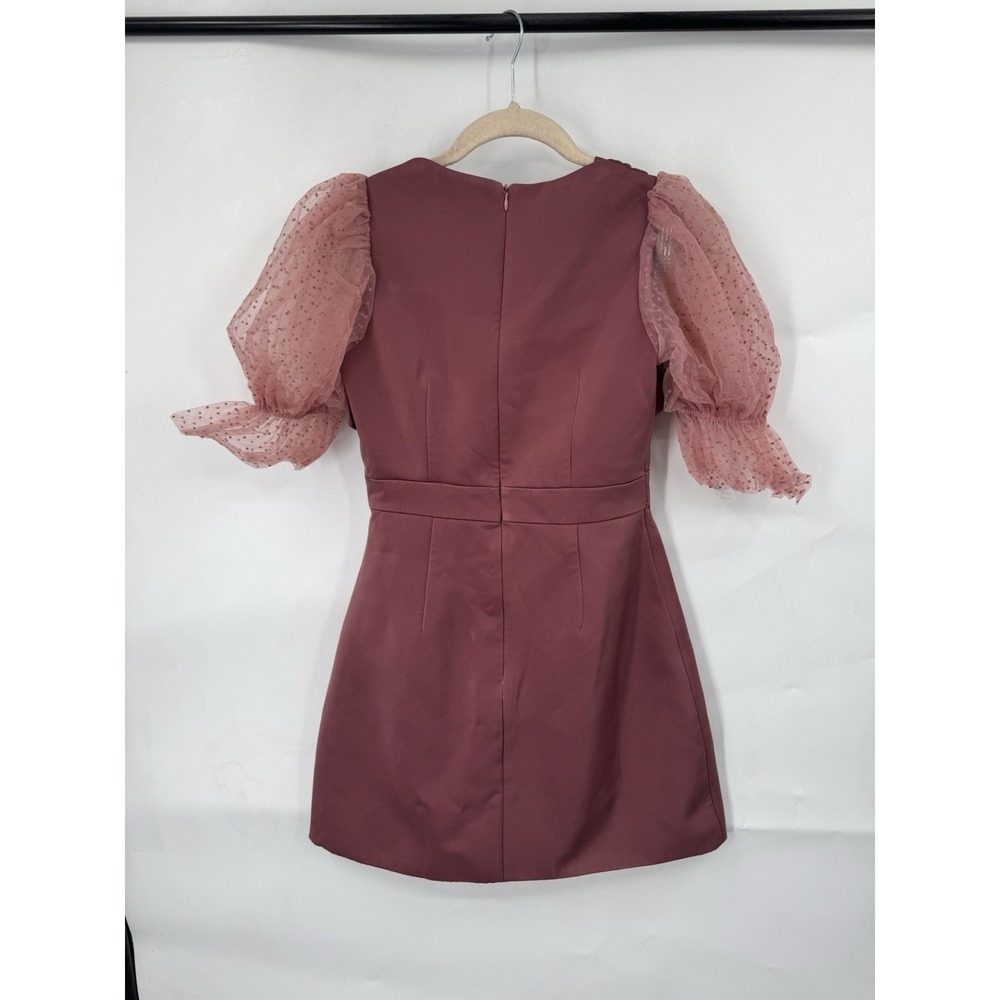 Bellita Coquette Whimsy Ballerina Mini Dress Women S Brown Puff Shoulder Fairy - Picture 2 of 8